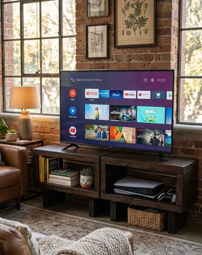 ZENITH Modern Low-Profile Solid Wood TV Stand - Modular Media Console